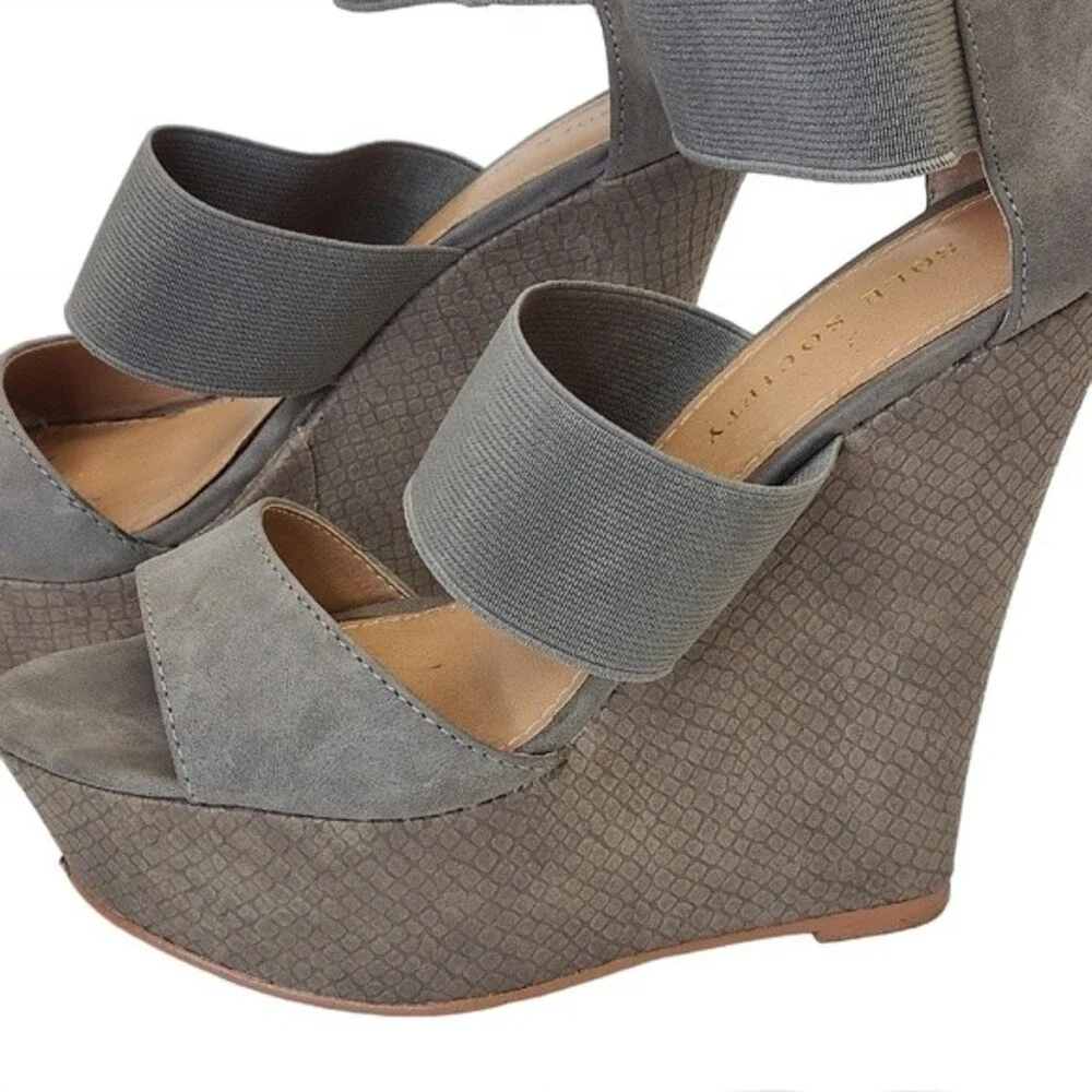 Sole Society Jasmine Grey Platform Wedges Womens 6
